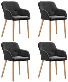 vidaXL Cadeiras jantar 4 pcs tecido cinzento-escuro e carvalho maciço