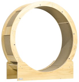 Pawhut Roda de Corrida para Gatos de Interior Esteira com Freio Almofadas de Arranhar Diâmetro 91 cm Natural | Aosom Portugal