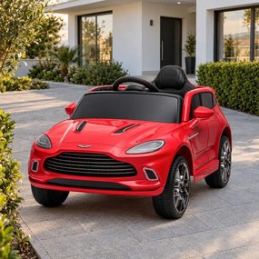 Aston Martin Carro elétrico infantil12v, módulo de música, assento de couro, pneus de borracha EVA Vermelho