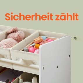Estante infantil com 9 caixas de armazenamento em tecido não tecido 29,5 x 62,5 x 60 cm branco