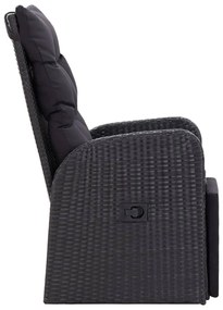 Cadeiras de jardim reclináveis c/ almofadões 2pcs vime PE preto