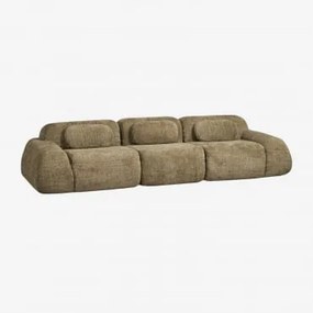 Sofá Modular De 3 Peças Em Chenille Embalado A Vácuo Merida Chenille Grossa Verde Sálvia - Sklum