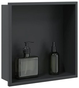 Nicho parede p/ duche 32x32x9 cm aço inoxidável preto mate