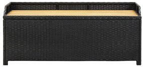 Banco de jardim c/ arrumação 120 cm vime PE preto