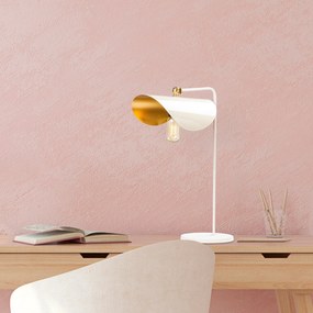 Candeeiro de Mesa Sivani – Branco e Dourado – 17 x 35 cm