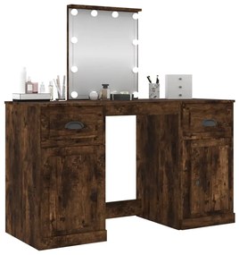 Toucador com luzes LED 130x50x132,5 cm carvalho fumado