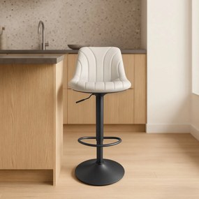 Conjunto de 2 bancos de bar, altura ajustável entre 88 e 108 cm em veludo Branco creme