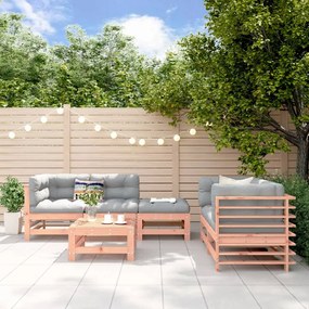6 pcs conjunto lounge de jardim madeira de douglas maciça