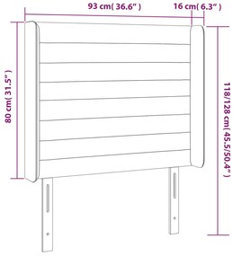 Cabeceira cama c/ abas veludo 93x16x118/128 cm azul-escuro