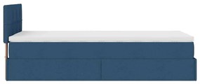 Cama otomana com colchão 90x200 cm tecido azul