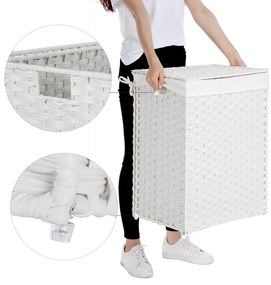 Cesto para roupa suja em Polyrattan 46 x 33 x 60 cm Branco