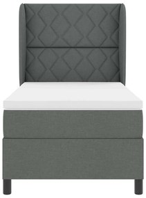 Cama Box com Colchão, Cinza Escuro - 100x200 cm, Tecido