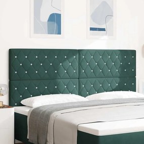 vidaXL Cabeceira em Veludo Verde Escuro com Botão de Cristal Tufted 200 cm