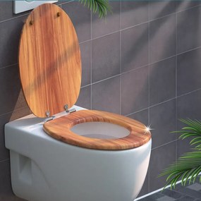 Assento sanitário em madeira com sistema de descida automática em MDF 45,7 x 38 cm Castanho