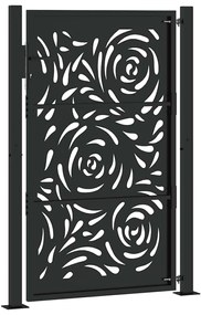 Portão de jardim 105x155 cm design de chama de aço preto