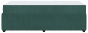Estrutura de cama com colchão Verde-escuro 90 x 190 cm Veludo