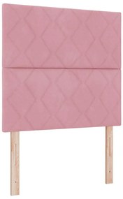 Cabeceira Rosa com Blocos de Diamante da 90cm de Veludo