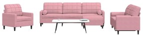 4 pcs conjunto de sofás com almofadões e rolos veludo rosa