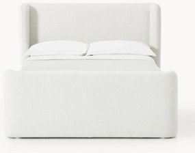 Cama boxspring em bouclé com espaço de arrumação Perla