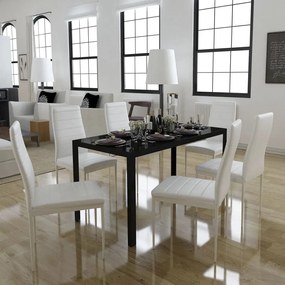 vidaXL Conjunto de mesa de jantar de 7 peças preto e branco