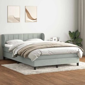 vidaXL Cama com molas/colchão 140x220 cm veludo cinzento-claro