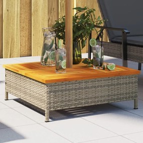 vidaXL Cobertura p/ base guarda-sol 70x70x25 cm vime PE e acácia cinza