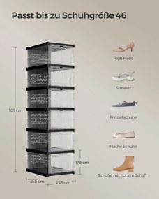 Sapateira com 6 caixas de sapatos tinta transparente preta