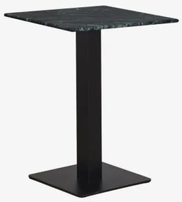 Square Bar Table In Livanto Natural Stone 60 X 60 Cm & Mármore Verde Big Flower - Preto - Sklum