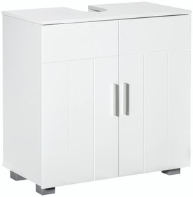 kleankin Móvel para Lavatório Pousar Armário Casa de Banho de Madeira com 2 Portas e Prateleira Interior Ajustável Moderno 60x30x60cm Branco