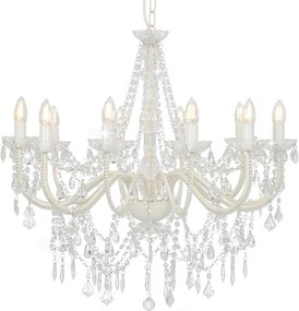 281608 vidaXL Lustre com contas lâmpadas 12 x E14 branco