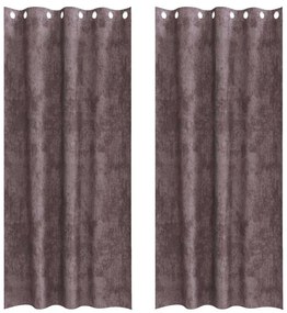 Cortinas de Veludo 2 pcs com Ilhós Marrom 260x140 cm