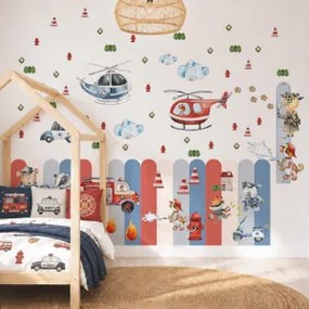Conjunto de decoração de parede para crianças - Bombeiros e polícia