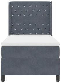 Cama Box com Colchão vidaXL Cinza Escuro 90x190 cm Veludo