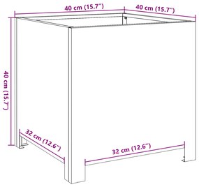 Vaso/floreira de jardim 40x40x40 cm aço galvanizado