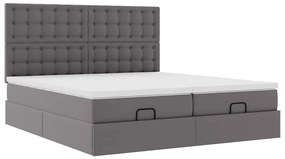 Cama otomana com colchões &amp; LEDs 180x200 cm couro artificial