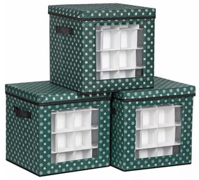 Caixas de armazenamento para bolas de Natal com divisões modulares. | SONGMICS | 30.5 x 30.5 x 30.5 cm | verde | RFB029G01.