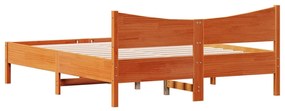 Cama sem colchão 160x200 cm madeira pinho maciço castanho-mel
