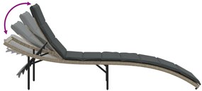 Espreguiçadeiras com mesa 2 pcs vime PE cinzento-claro