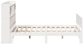 Cama com estante sem colchão 200x200 cm pinho maciço branco
