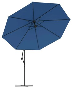 Guarda-sol de jardim cantilever c/ poste alumínio 350 cm azul