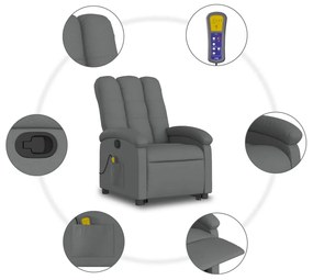Poltrona elevatória de massagens tecido cinzento-escuro