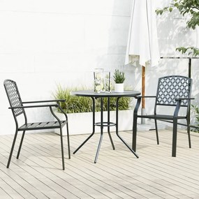 vidaXL Cadeiras de jardim encastrar 3 pcs aço revestido a pó antracite