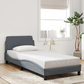 Estrutura de cama sem colchão 90x190 cm veludo cinzento-escuro