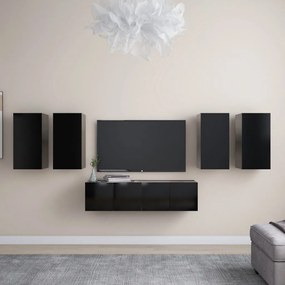 vidaXL 6 pcs conjunto de móveis de TV derivados de madeira preto