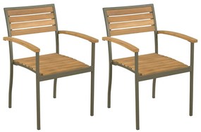 Cadeiras de jardim empilháveis 2 pcs madeira acácia maciça/aço