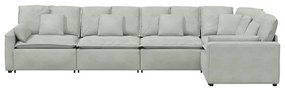 Sofá modular com almofadas veludo cinzento-claro