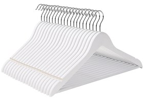 Cabides de madeira SONGMICS, conjunto com 50, cabides para casacos, cabides para roupas, com entalhes nos ombros, barra antiderrapante para calças, gancho giratório 360°, para ternos, camisas, casacos, branco CRW03W-50