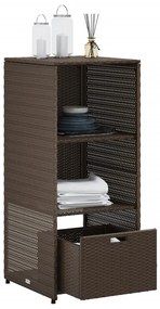 Armário de arrumação para jardim 50x55x115 cm vime PE castanho