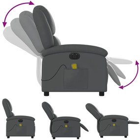 Poltrona massagens reclinável elétrica couro artif. cinzento