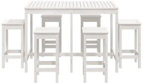 7 pcs conjunto de bar para jardim pinho maciço branco